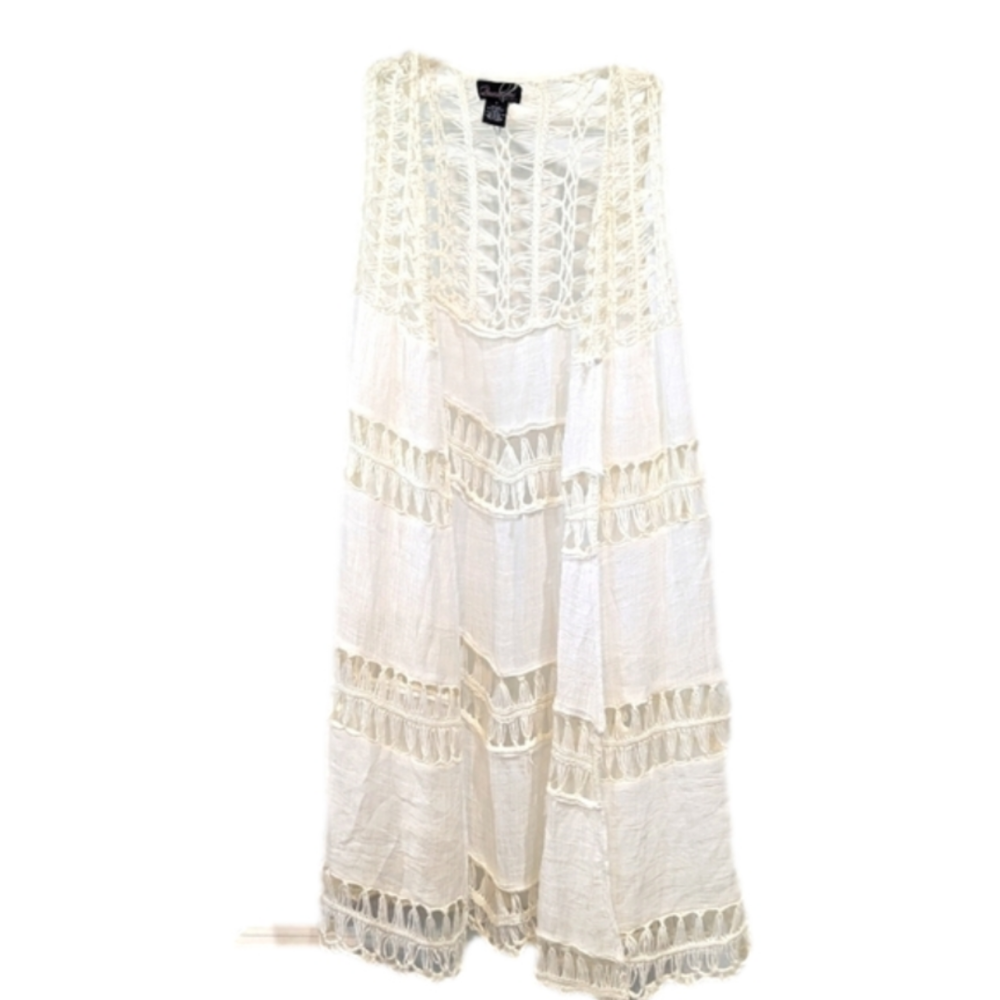 Questions Knit crotchet swim cover up, white
